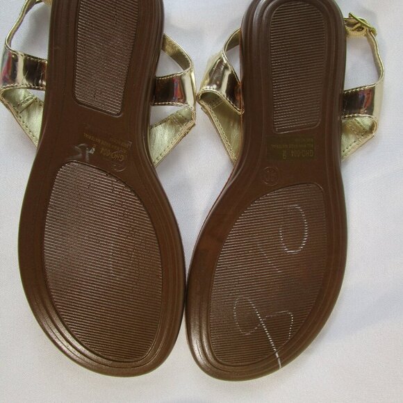 CL Laundry Gold-Tone Beaded Thong Sandals  EUC Size 40/US 9 - Picture 6 of 12